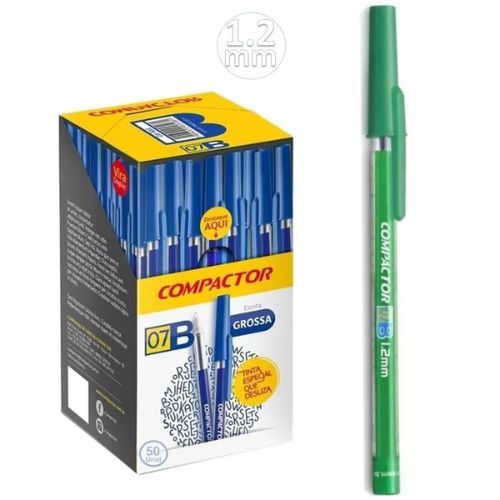 Caneta Esf 0.7b 1.2mm Verde Caixa com 50 Unidades Compactor
