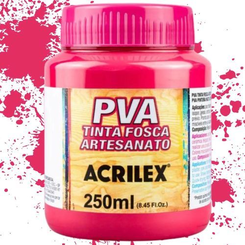 Tinta Pva Fosca para Artesanato 250ml cod 542 Rosa Escuro Acrilex
