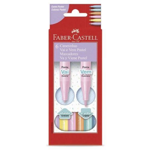 Canetinha Vai E Vem Pastel com 6 Cores Faber Castell