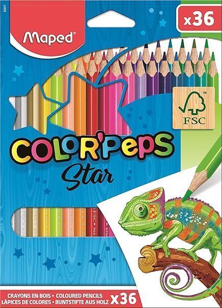 Lapis De Cor Color Peps Star Caixa com 36 Cores Maped