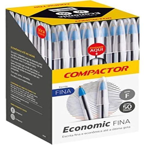 Caneta Esf 0.7 Economic Fina Azul Caixa com 50 Compactor