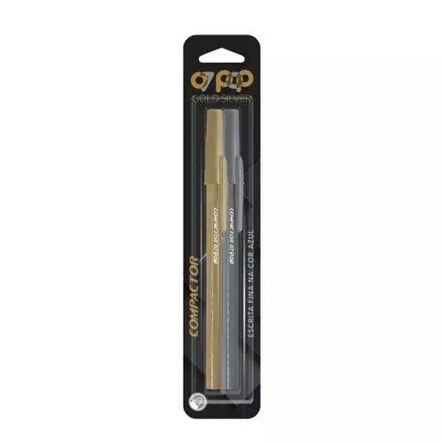 Caneta Esferografica Pop Gold Silver 0.7 Bl com 2 Compactor