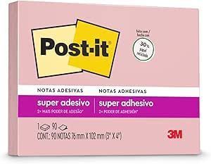 Notas Adesivas Post-it 76x102MM com 90F Rosa Poppy 3M