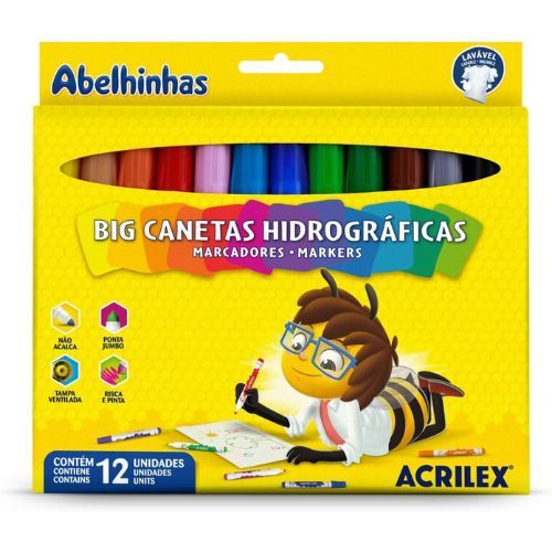 Big Canetinhas Abelhinhas com 12 Acrilex