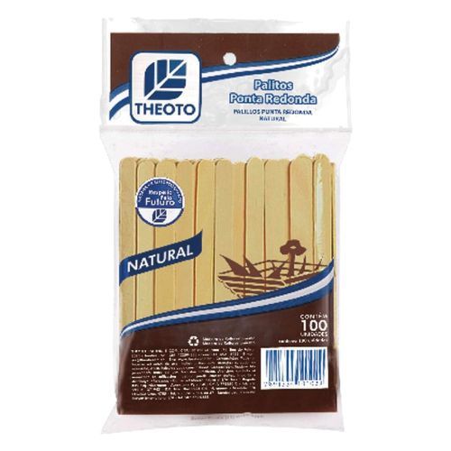Palito de Picole Cru Redondo c/ 100 und Theoto/ Gaboardi