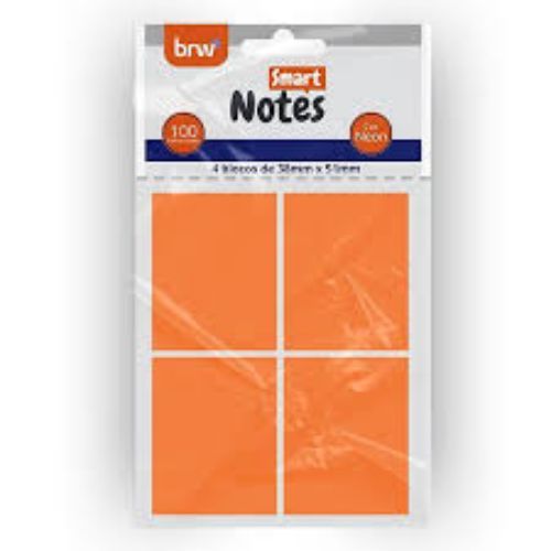 Bloco Smart Notes 38X51Mm Laranja Neon 100F 4 Blocos Brw
