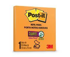 Refil Notas Adesivas Post-itR 76 mm x 76 mm 90 Folhas 3M Laranja