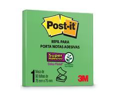 Refil Notas Adesivas Pop Up Post-It 76MMx76MM 90 Folhas 3M Verde Limao