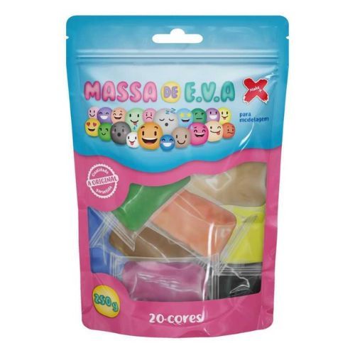 MASSA DE EVA PARA ARTESANATO 20 CORES 250G MAKE +