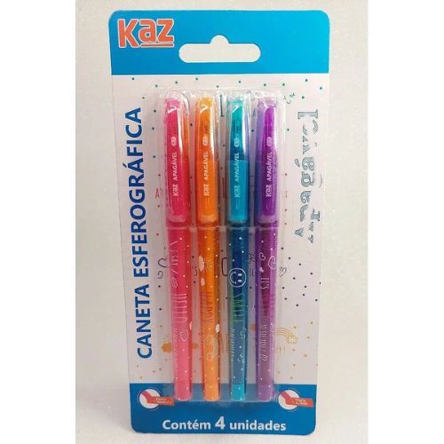 Caneta Esf 0.7 Apagavel Colors com 4 Cores KZ9503BL Kaz