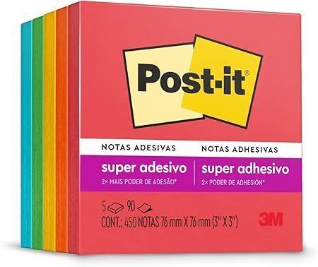 Notas Adesivas Post-it 76x76MM com 450F Colecao Supernova 5 Cores 3M
