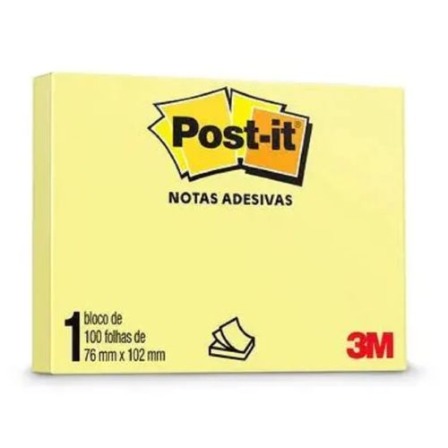 Notas Adesivas Post-it 76x102MM com 100Fls Amarelo 3M