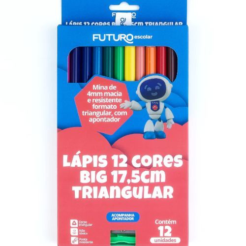 Lapis 12 Cores Big 17,5CM Triangular Futuro