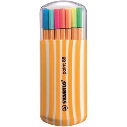 Caneta Point 88 0.4MM 8820-022 Estojo com 20 Unidades Tubo Oval Stabilo