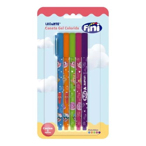Caneta Gel 0.6 Fini BL com 5 Leoarte
