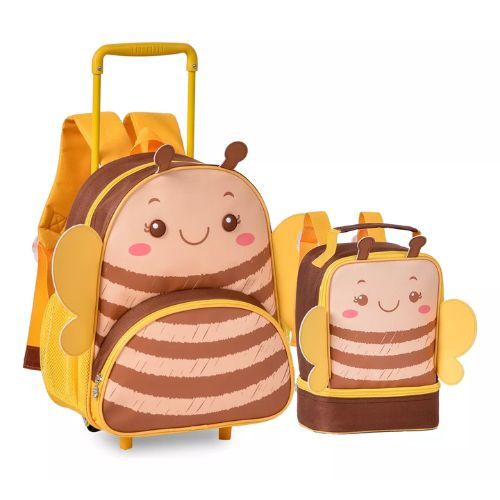 Kit Mochila com Rodas 13" + Lancheira Abelhinha Clio Style