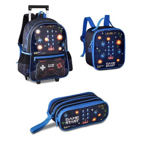 Kit Mochila com Rodas 15" Game Start Clio Style