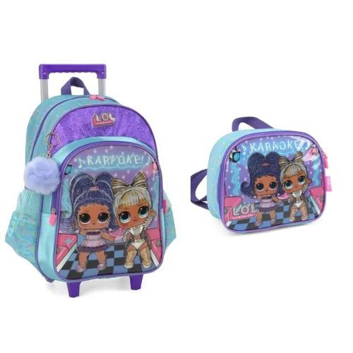 Kit Mochila + Lancheira Lol Surprise! Karaoke Azul Luxcel