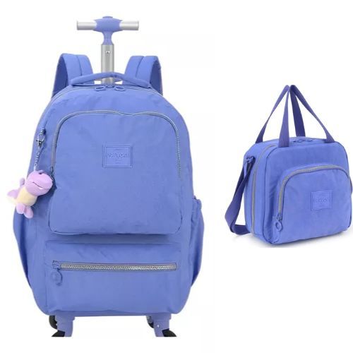 Kit Mochila com Carrinho Up4you + Lancheira Violeta Luxcel