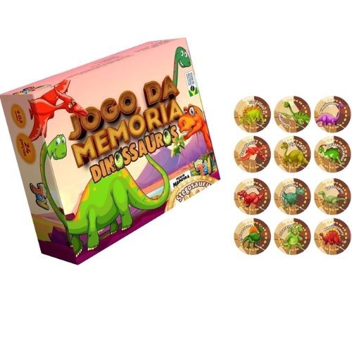 Jogo da Memoria Dinossauro na Solapa 24 Pecas 20x30 JMS008 Paper Toy