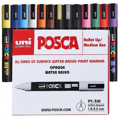 Caneta Uni Posca Branca PC-5M Caixa com 6 Unidades Mitsubishi