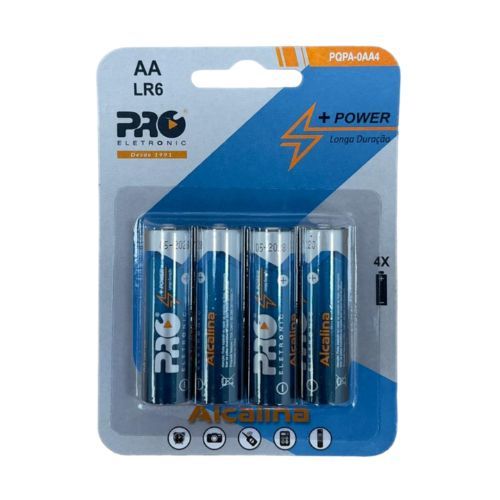 Pilha Alcalina AA com 4 Unidades Pro Eletronic