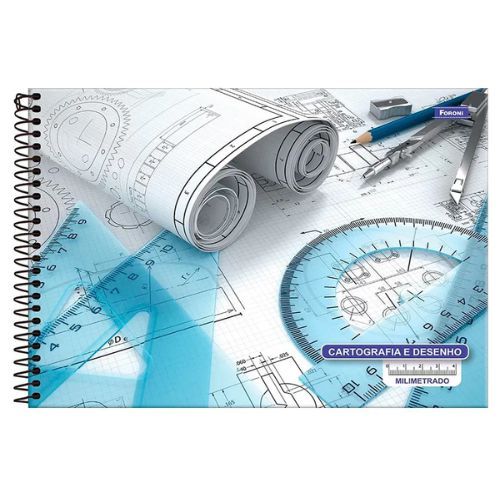 Caderno de Desenho Cartografia & Desenho Milimetrado 60 Folhas Foroni