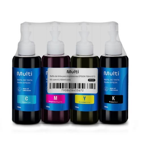Refil de Tinta Epson T664 100ml Kit com 4 unds Multi
