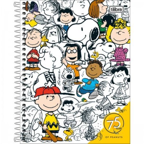 Caderno Cd Colegial 10 Materias Snoopy Vintage 160 Folhas Tilibra