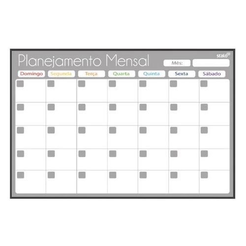 Quadro Planner Mensal 90 x 60 Cm Soft Preto Fit 4909 Stalo