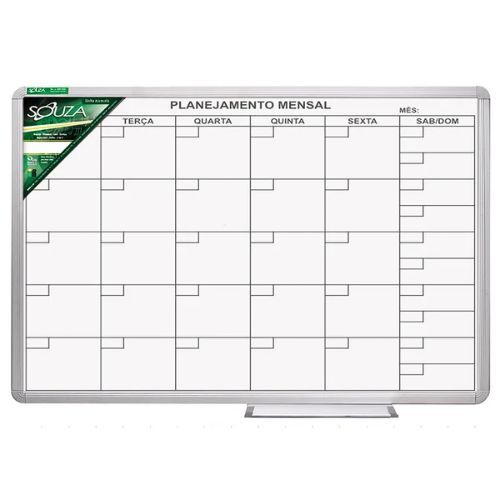 Quadro Branco 120 x 90 Planejamento Mensal Aluminio Lx 6314 Souza