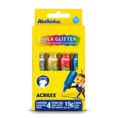 Cola Glitter 15Gr com 4 Cores Acrilex