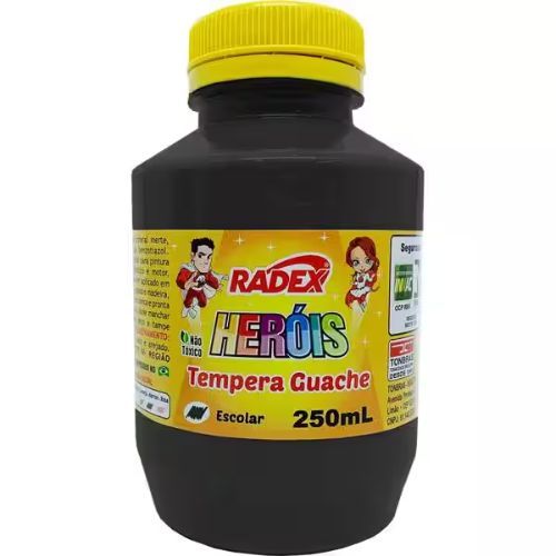 Tinta Guache 250Ml Preta 2571 Radex