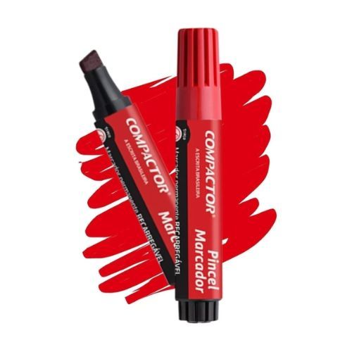 Pincel Marcador Permanente P. Chanfrada Vermelho Compactor