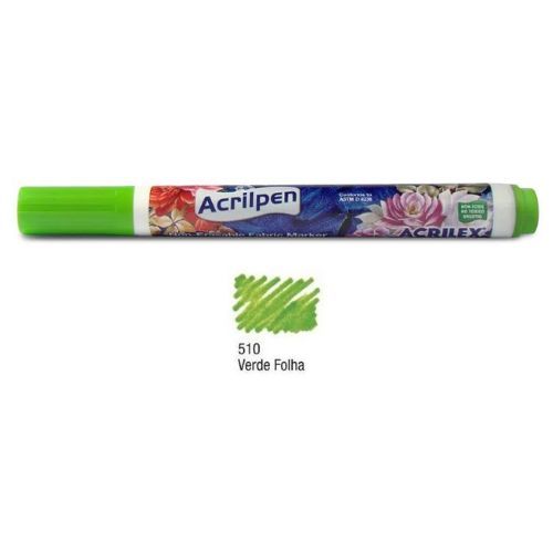 Caneta para Tecido Acrilpen Cod 510 Verde Folha Acrilex