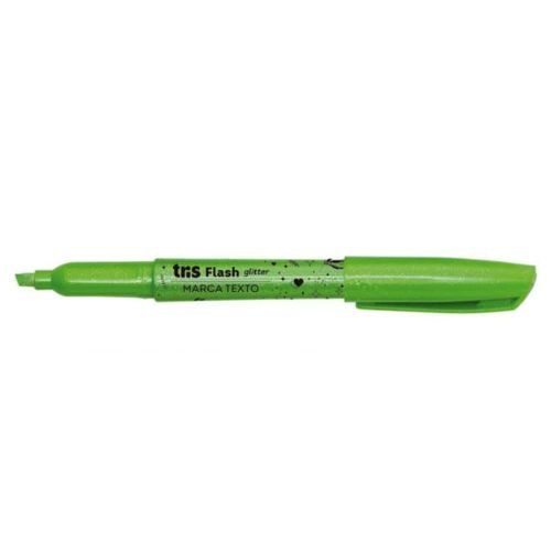 Marca Texto Flash Glitter Verde Neon Tris