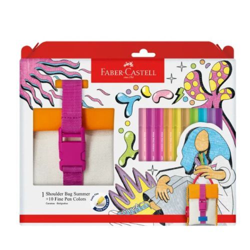 Kit Caneta hidrografica Fine Pen 10 Cores + Shoulder Bag Summer Faber-castell