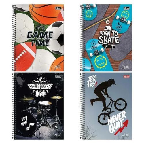 Caderno Universitario capa dura 20 Materias Vibe Masculino 320 folhas Tilibra