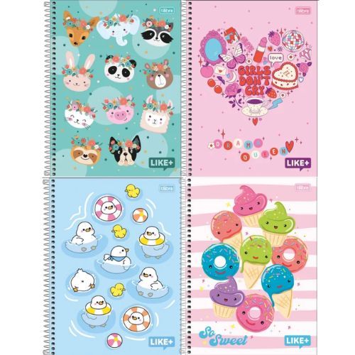 Caderno Universitario capa dura 16 Materias Like+ Feminio 320 folhas Tilibra