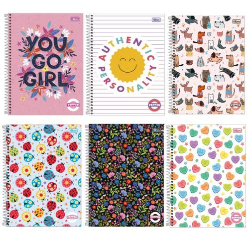 Caderno Universitario capa dura 12 Materias Pepper Feminino Tilibra
