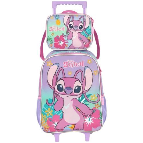 Kit Mochila C/ Rodas + Lancheira Ic42382sc-rx Stitch Roxa Luxcel