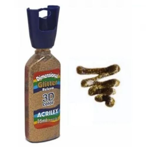 TINTA DIMENSIONAL GLITTER 35ML OURO COD 201 ACRILEX