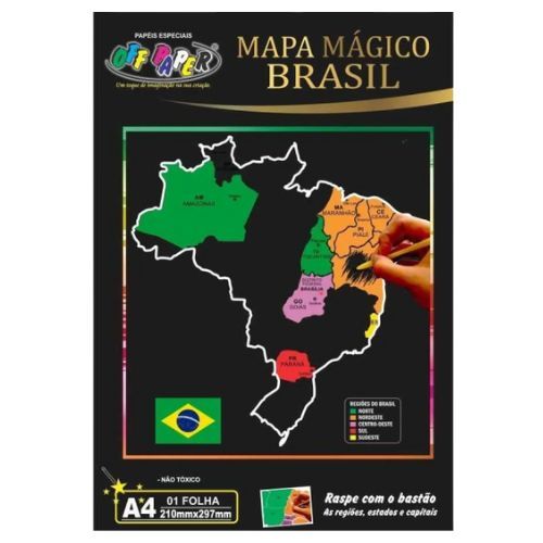Papel Magico A4 Mapa Brasil 210x297mm 1fl Off Paper