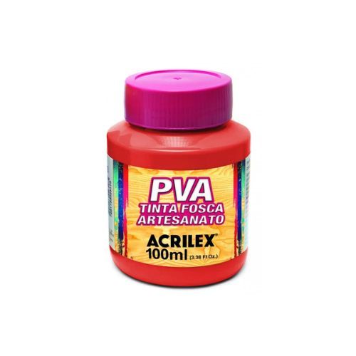 Tinta PVA Fosca para Artesanato 100ml Vermelho Fogo cod 507 Acrilex