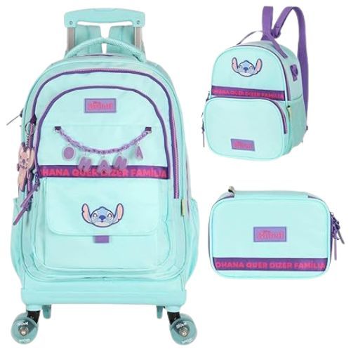 Kit Mochila c/ Rodas + Lanch + Estojo Mc50082sc-pt Turquesa Luxcel