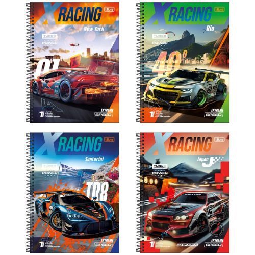 Caderno Univ Cd 16mat X Racing Masculino  Tilibra