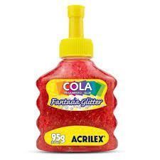 COLA FANTASIA GLITTER 95G AZUL ACRILEX VERMELHO
