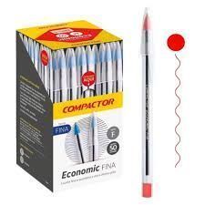 Caneta Esf 0.7 Economic Fina Vermelha Caixa com 50 Compactor