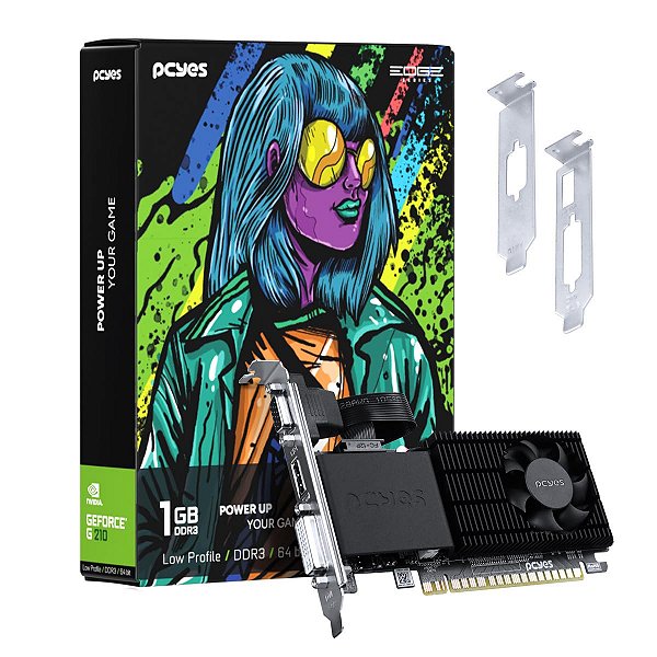 Placa de vídeo Pcyes G 210, 1GB DDR3, 64 Bit, Single Fan, Preta - PPE210DR3SFBR