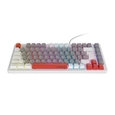 Teclado mecanico 75% Pcyes Kirin, White Ghost, Switch Red, Led Rainbow - PTKRWG75RD